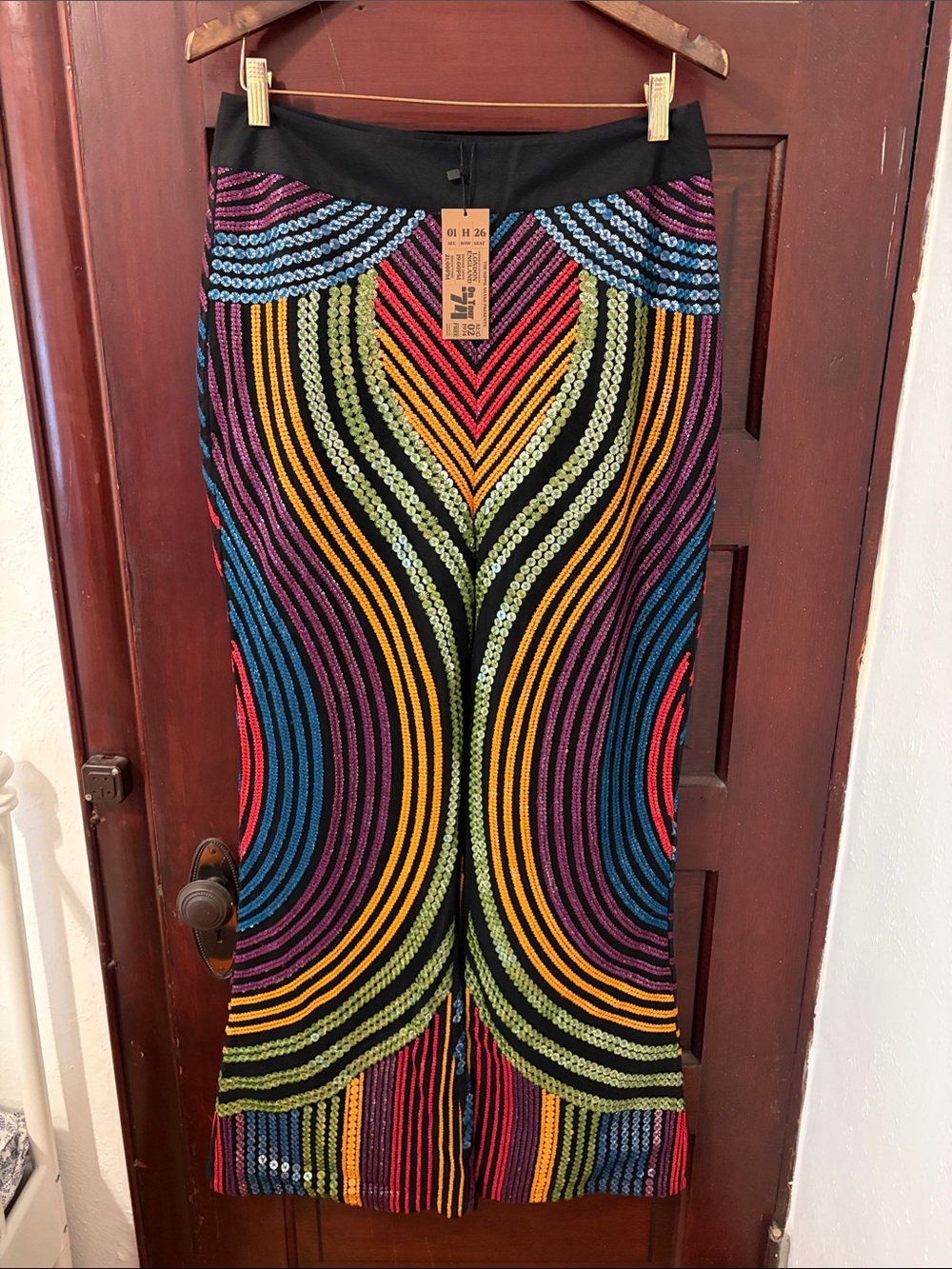 Rainbow Sequin Flare Pants - Multicolor